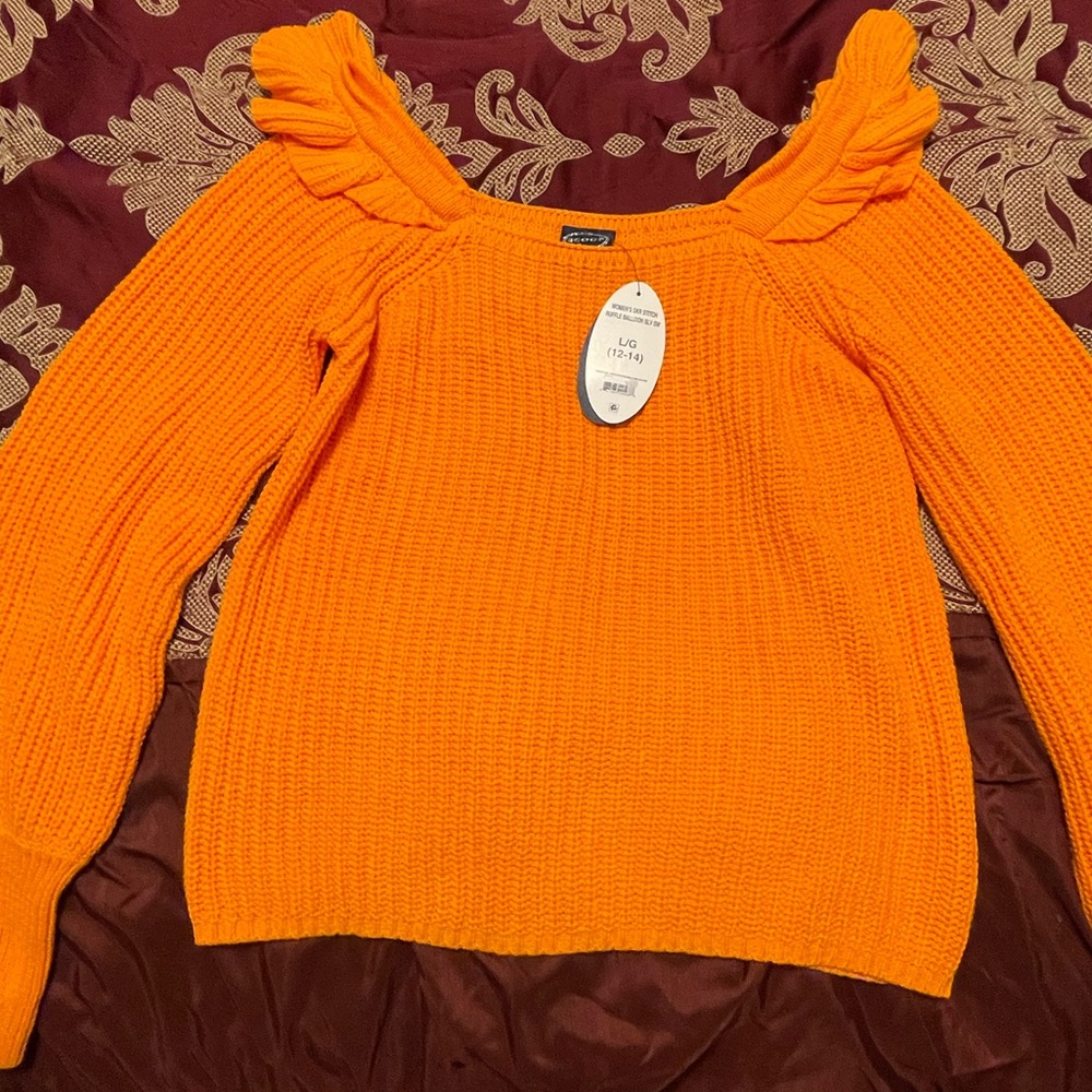 Scoop Tangerine color, knit sweater